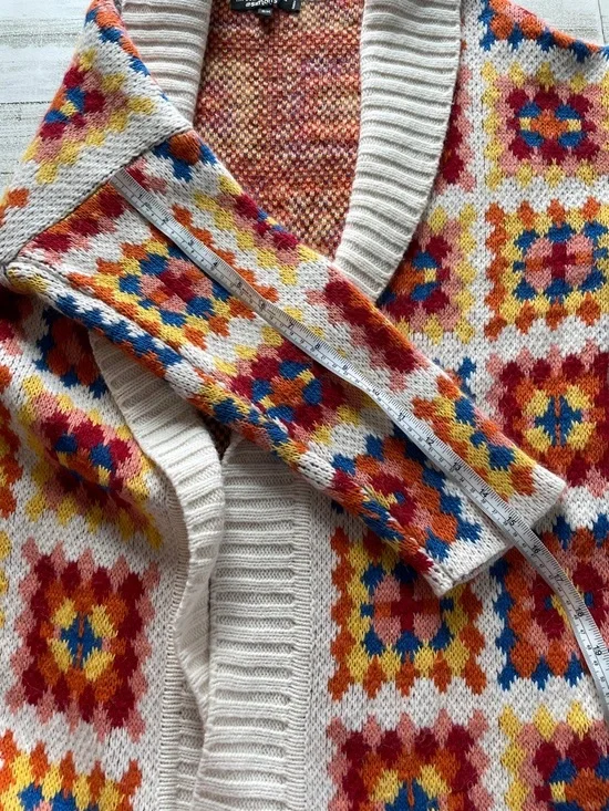 Simons Multicolor Knit Cardigan with Fringe Trim - Picture 5 of 6